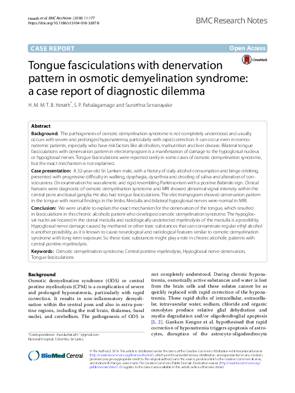 (PDF) Tongue fasciculations with denervation pattern in osmotic ...