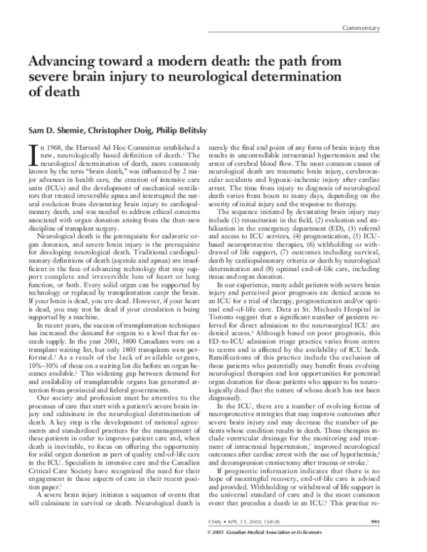 (PDF) Advancing toward a modern death: the path from severe brain ...