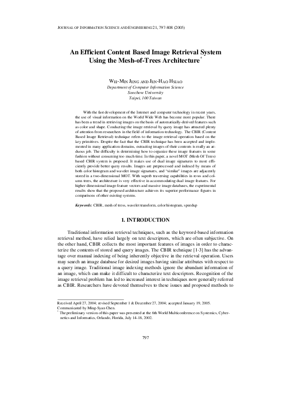 (PDF) An Efficient Content Based Image Retrieval System using the Mesh ...