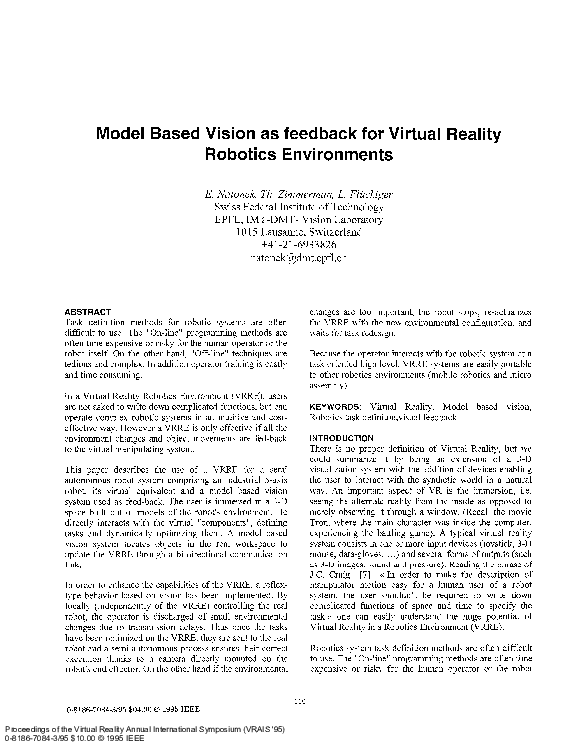 (PDF) Model based vision as feedback for virtual reality robotics ...