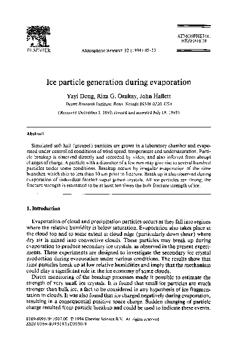 (PDF) Ice particle generation during evaporation
