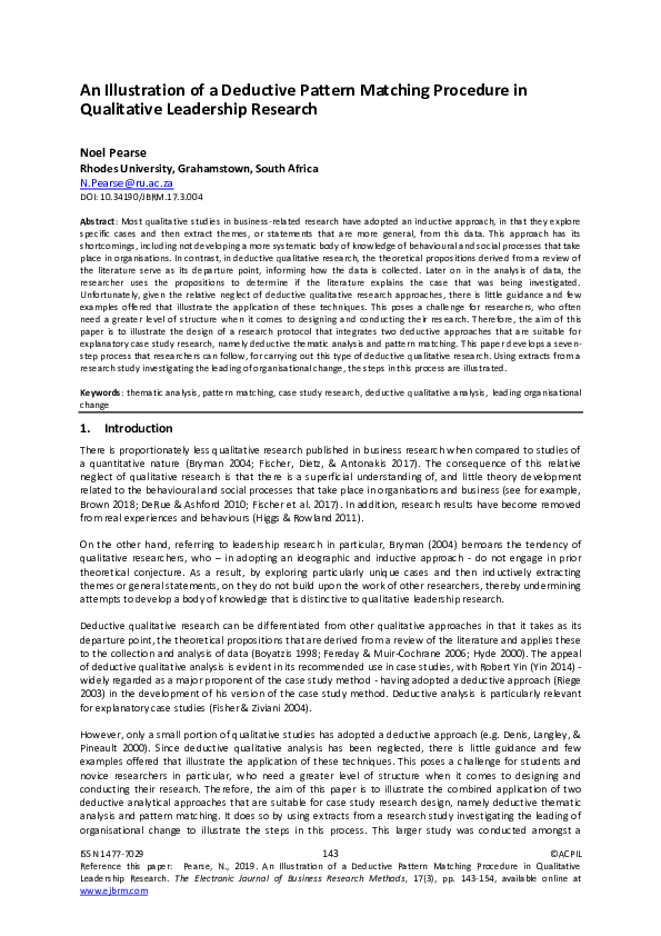 (PDF) An Illustration of a Deductive Pattern Matching Procedure in ...