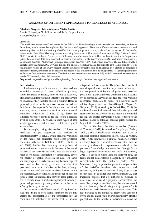 (PDF) Analysis of different approaches to real estate appraisal