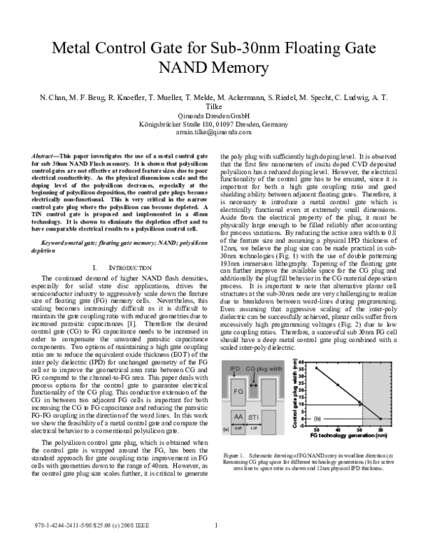 (PDF) Metal control gate for sub30nm floating gate NAND memory Armin Tilke Academia.edu