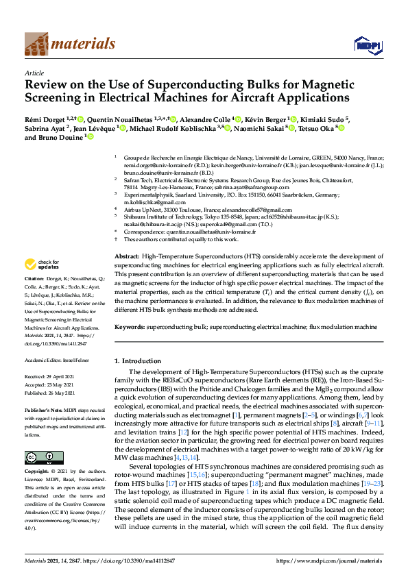 (PDF) Review on the Use of Superconducting Bulks for Magnetic Screening ...