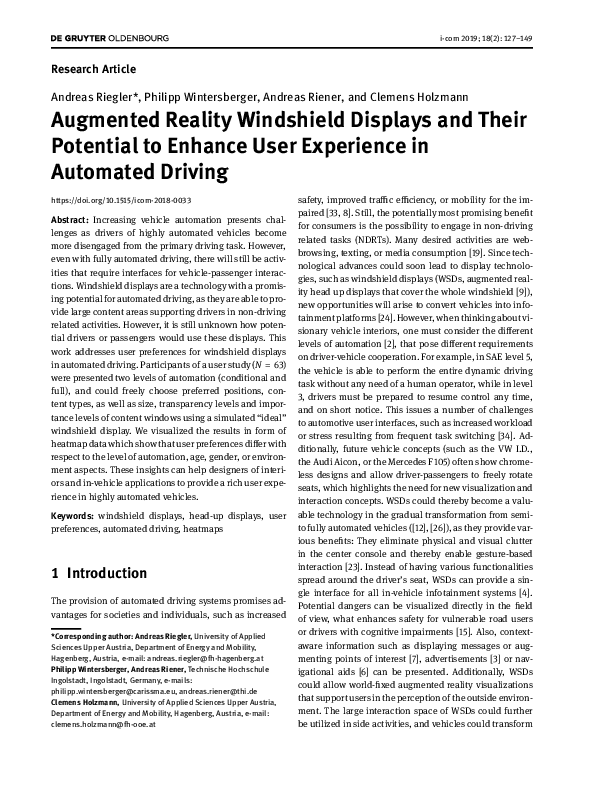 (PDF) Augmented Reality Windshield Displays and Their Potential to ...