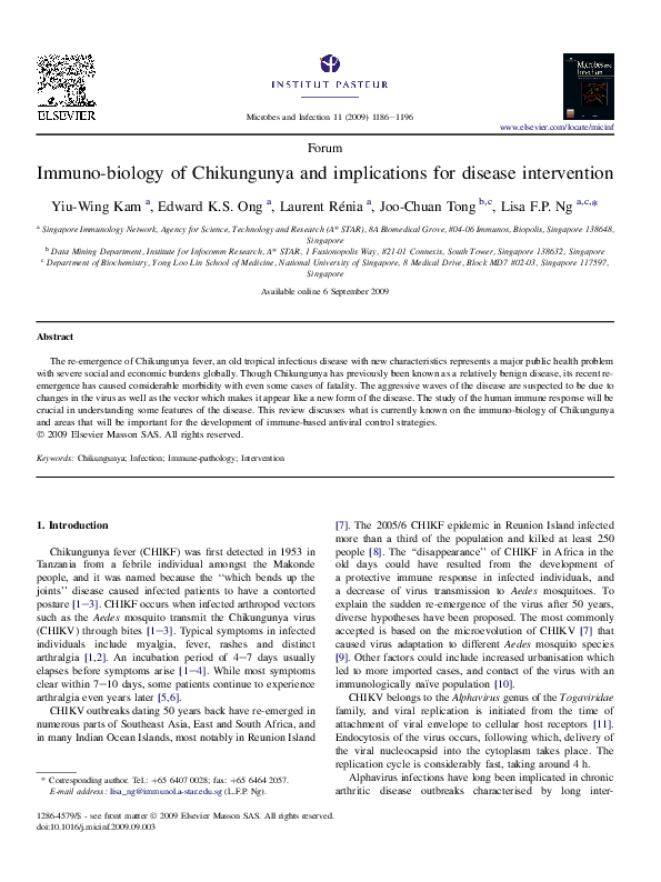 (PDF) Immuno-biology of Chikungunya and implications for disease ...