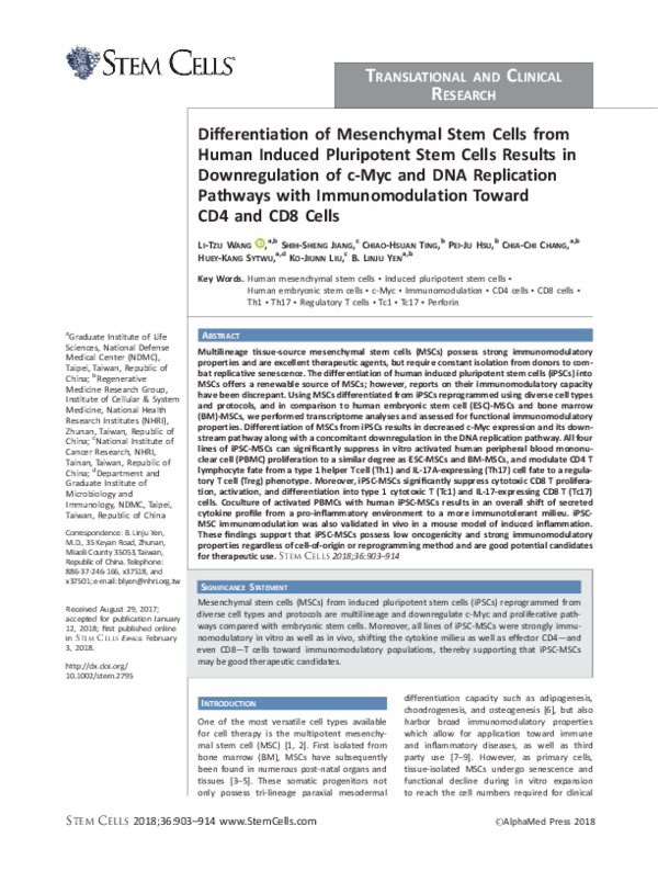 (PDF) Differentiation of Mesenchymal Stem Cells from Human Induced ...