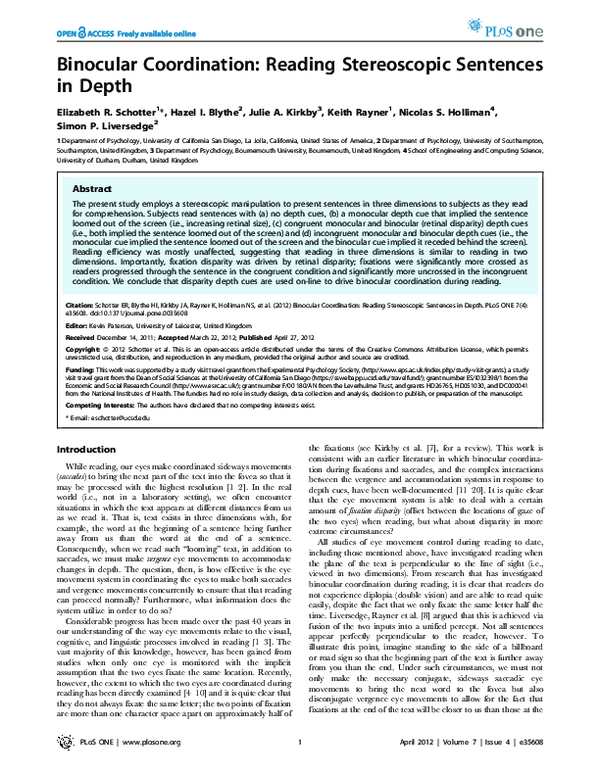 (PDF) Binocular coordination Reading stereoscopic sentences in depth