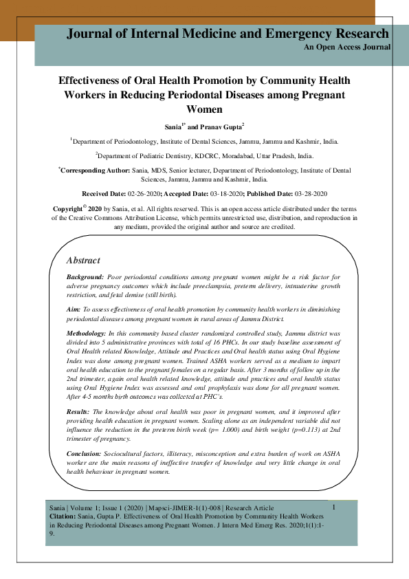 (PDF) Effectiveness of Oral Health Promotion by Community Health ...