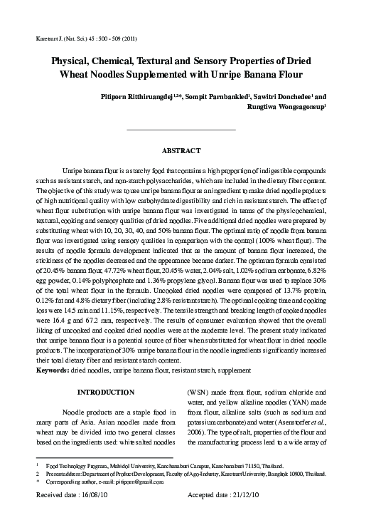 (PDF) Physical, Chemical, Textural and Sensory Properties of Dried ...