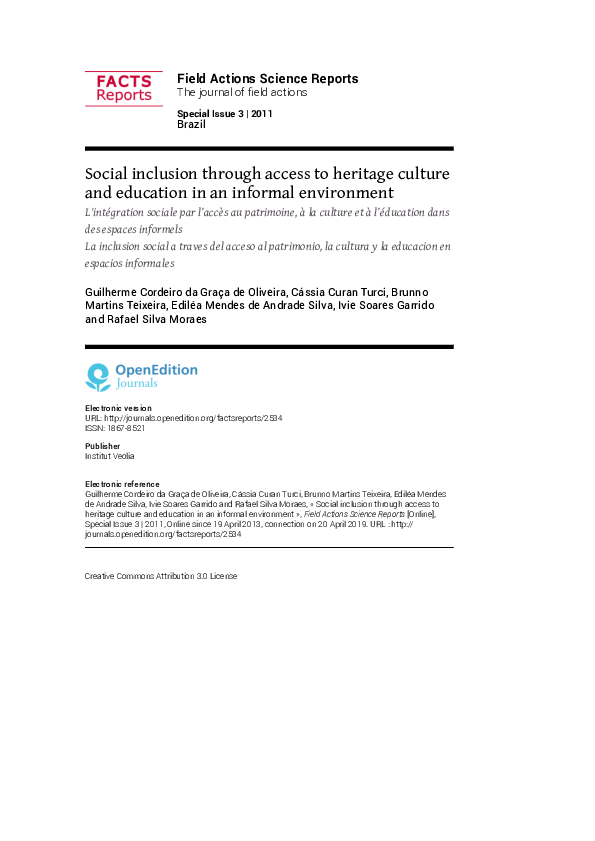 (PDF) Social inclusion through access to heritage culture and education ...