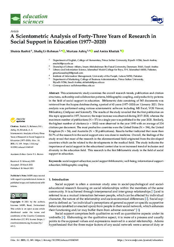 (PDF) A Scientometric Analysis of Forty-Three Years of Research in ...
