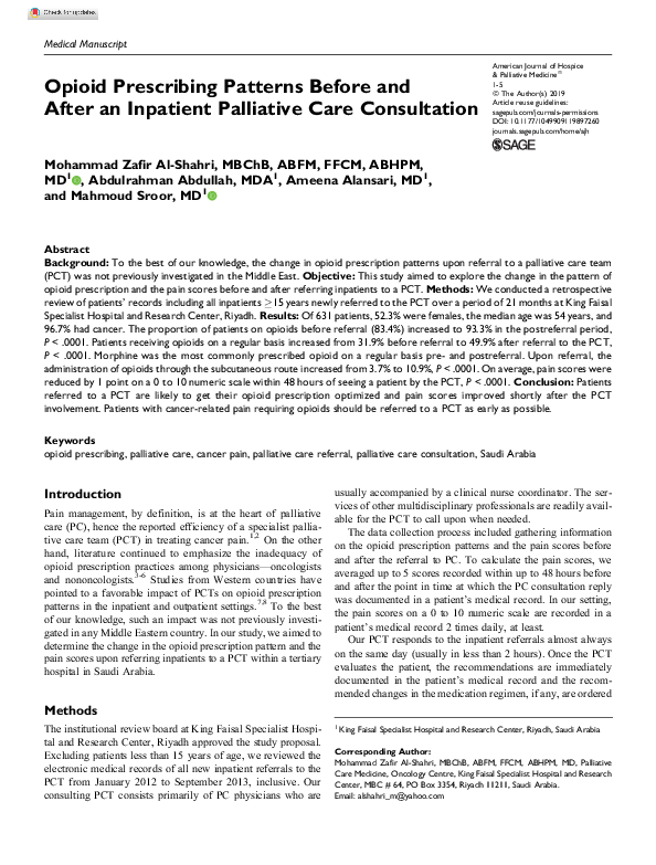 (PDF) Opioid Prescribing Patterns Before and After an Inpatient ...