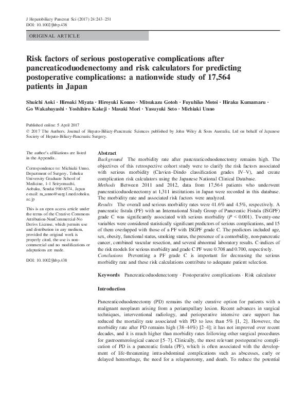 (PDF) Risk factors of serious postoperative complications after ...