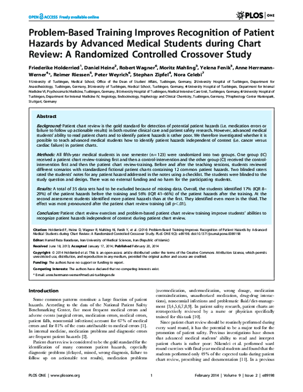 (PDF) Problem-Based Training Improves Recognition of Patient Hazards by ...