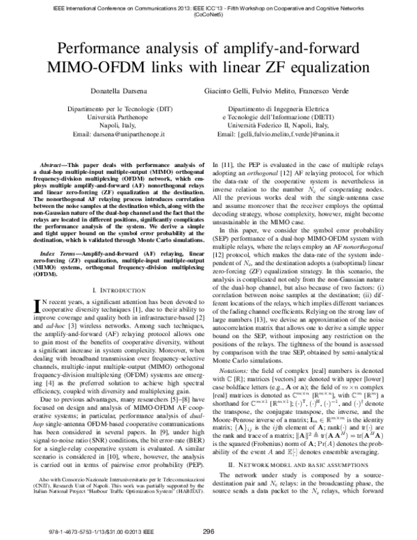 (PDF) Performance analysis of amplify-and-forward MIMO-OFDM links with ...