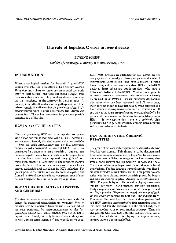 (PDF) The role of hepatitis C virus in liver disease
