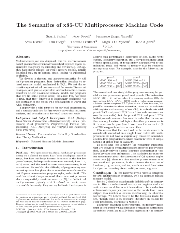 (PDF) The semantics of x86-CC multiprocessor machine code