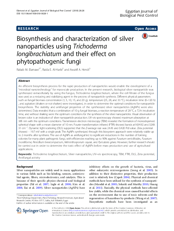 (PDF) Biosynthesis and characterization of silver nanoparticles using ...