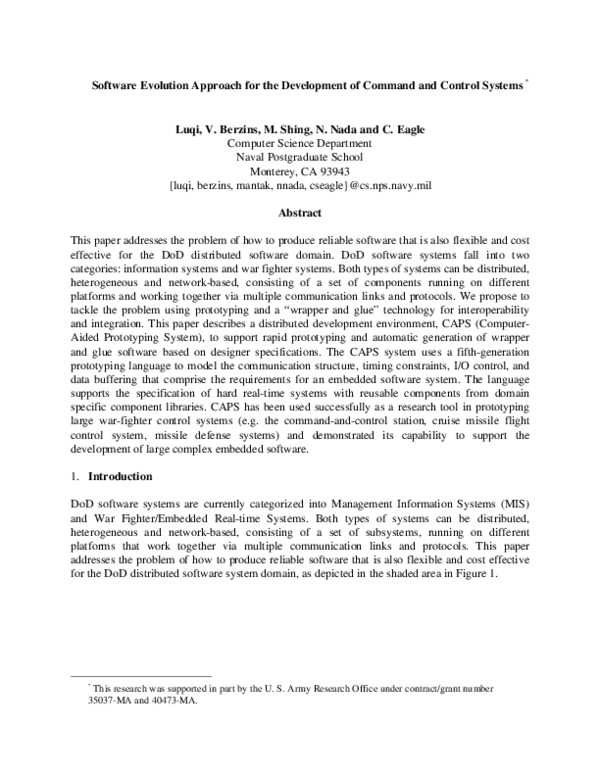 (PDF) Software Evolution Approach for the Development of Command and ...
