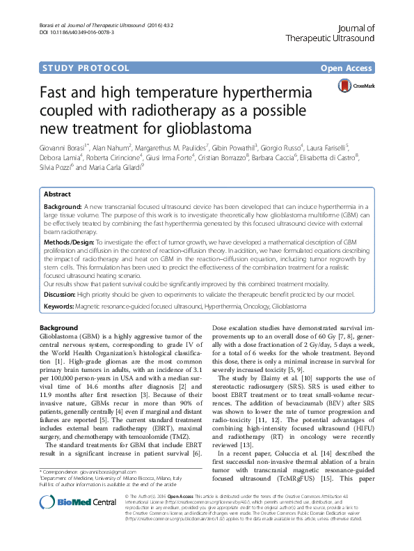 (PDF) Fast and high temperature hyperthermia coupled with radiotherapy ...