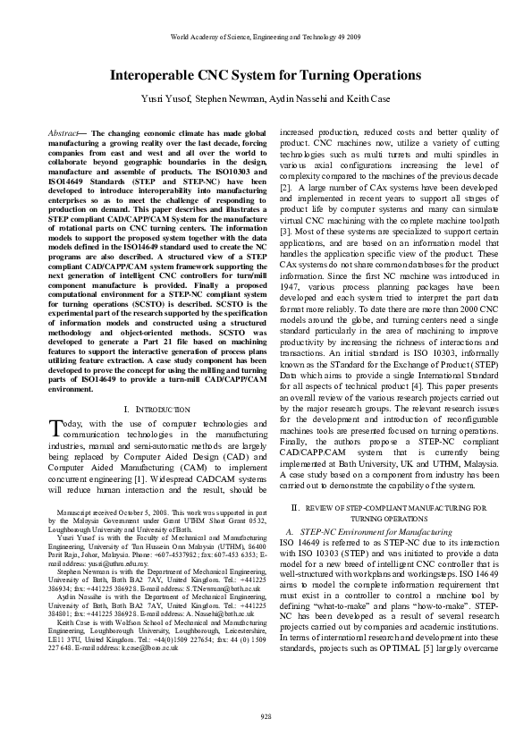 (PDF) Interoperable CNC system for turning operations