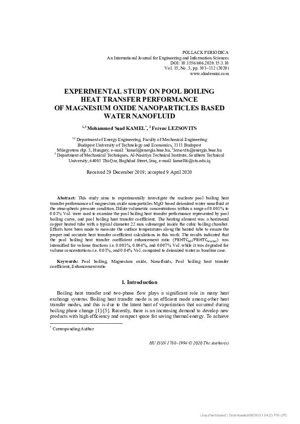 (PDF) Experimental Study on Pool Boiling Heat Transfer for R22, R407c ...