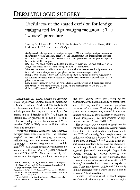 (PDF) Usefulness of the staged excision for lentigo maligna and lentigo ...