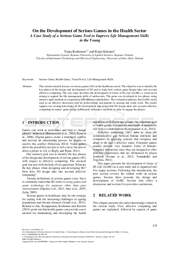 (PDF) On the Development of Serious Games in the Health Sector - A Case ...