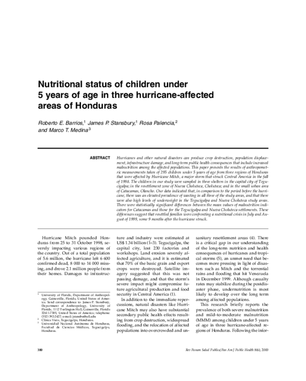 (PDF) Nutritional status of children under 5 years of age in three ...