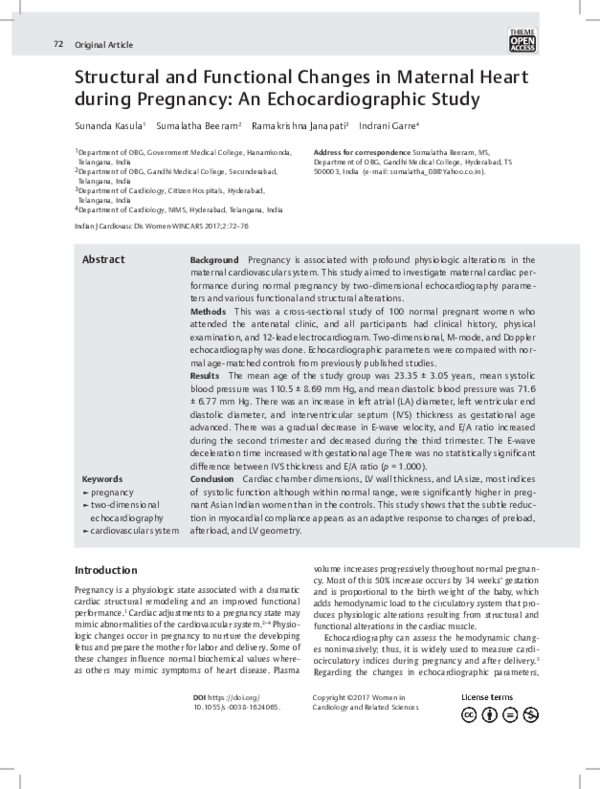 (PDF) Structural and Functional Changes in Maternal Heart during ...