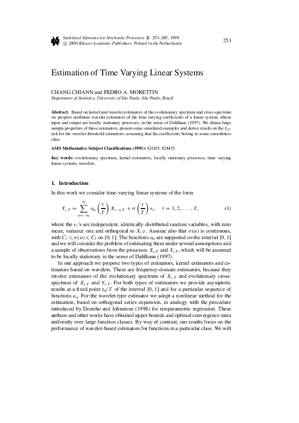 (PDF) Estimation of time varying linear systems