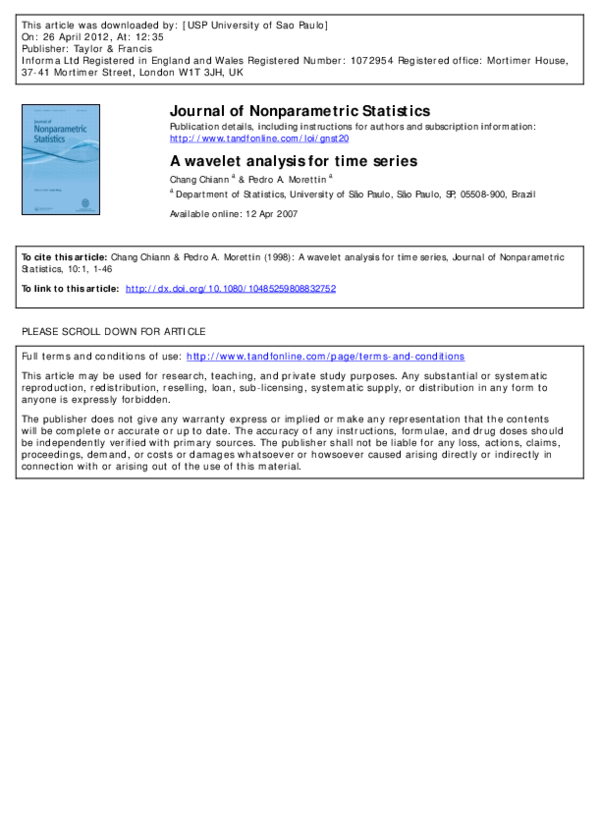 (PDF) A Wavelet Analysis for Time Series