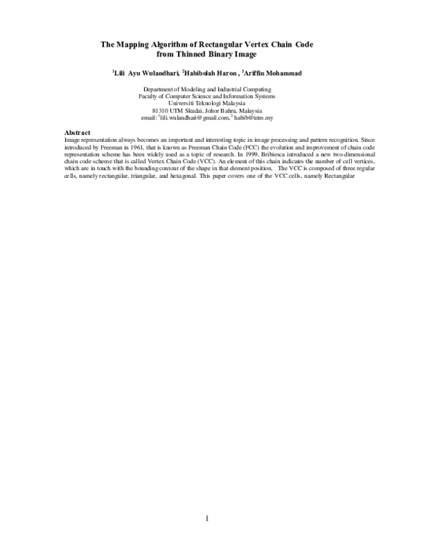 (PDF) The mapping algorithm of rectangular vertex chain code from ...