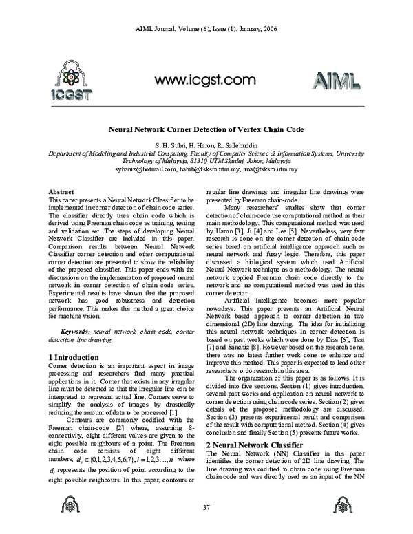 (PDF) Neural Network Corner Detection of Vertex Chain Code