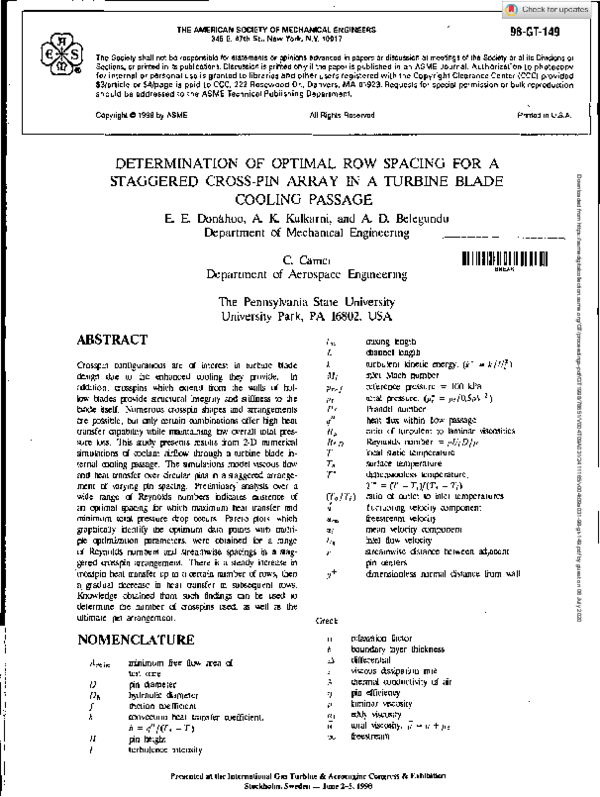 (PDF) Determination of Optimal Row Spacing for a Staggered Cross-Pin ...