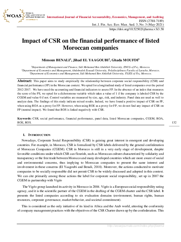 (PDF) Impact of corporate social responsibility on financial ...