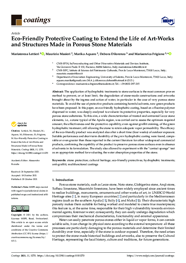 (PDF) Eco-Friendly Protective Coating to Extend the Life of Art-Works ...