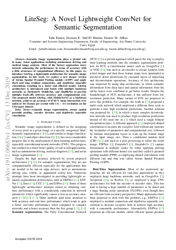 (PDF) LiteSeg: A Novel Lightweight ConvNet for Semantic Segmentation