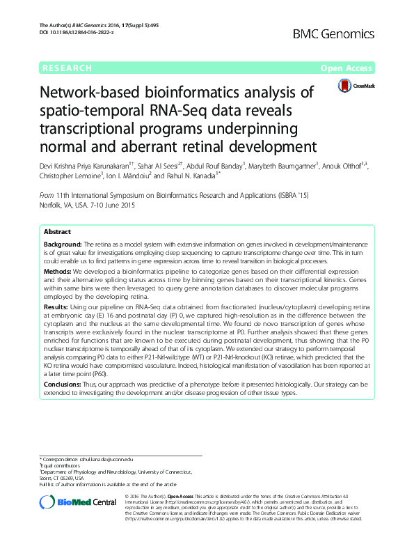 (PDF) Network-based bioinformatics analysis of spatio-temporal RNA-Seq ...