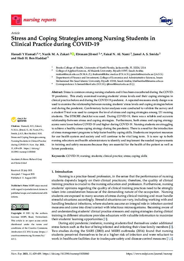 Pdf Stress And Coping Strategies Among Nursing Students In Clinical Pdf Stress And Coping Strategies Among Nursing Students In Clinical