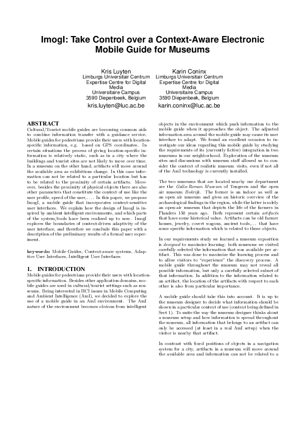 (PDF) ImogI: Take Control over a Context-Aware Electronic Mobile Guide ...
