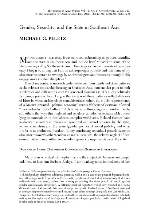 (PDF) Gender, Sexuality, and the State in Southeast Asia