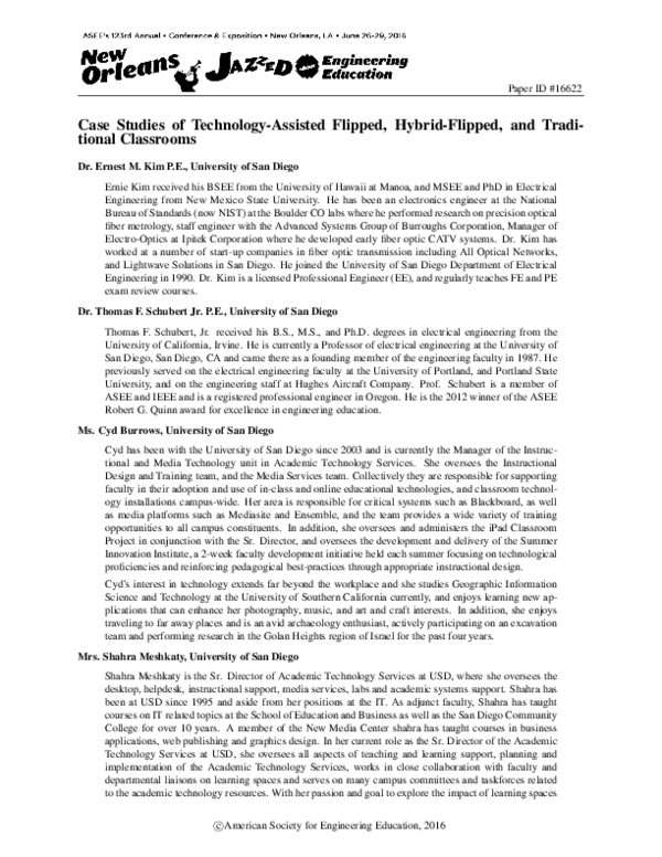 (PDF) Case Studies of TechnologyAssisted Flipped, HybridFlipped, and