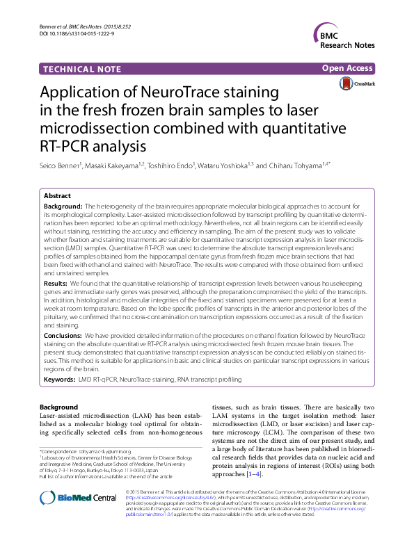 (PDF) Application of NeuroTrace staining in the fresh frozen brain ...