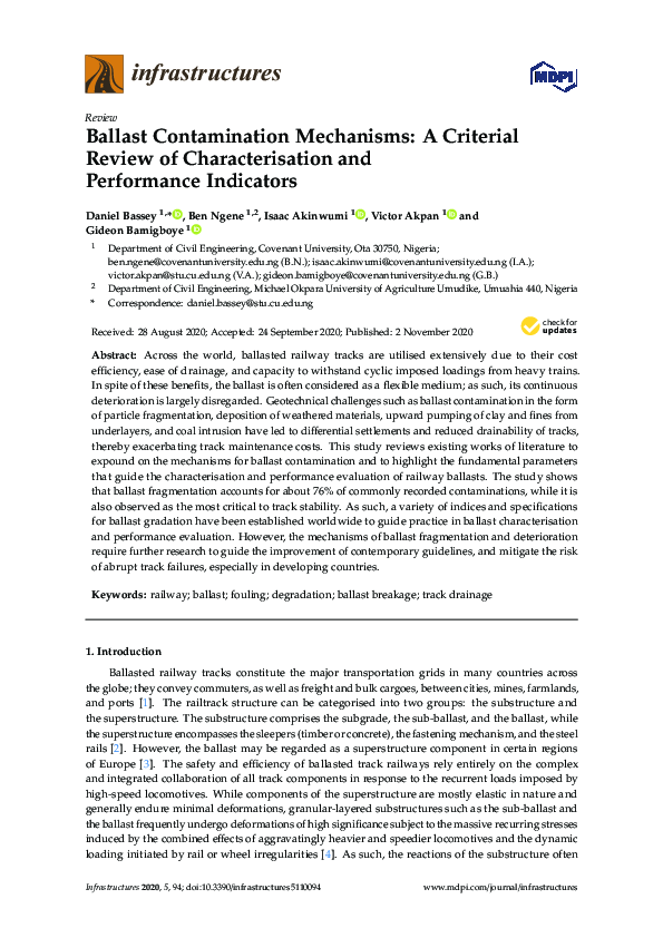 (PDF) Ballast Contamination Mechanisms A Criterial Review of
