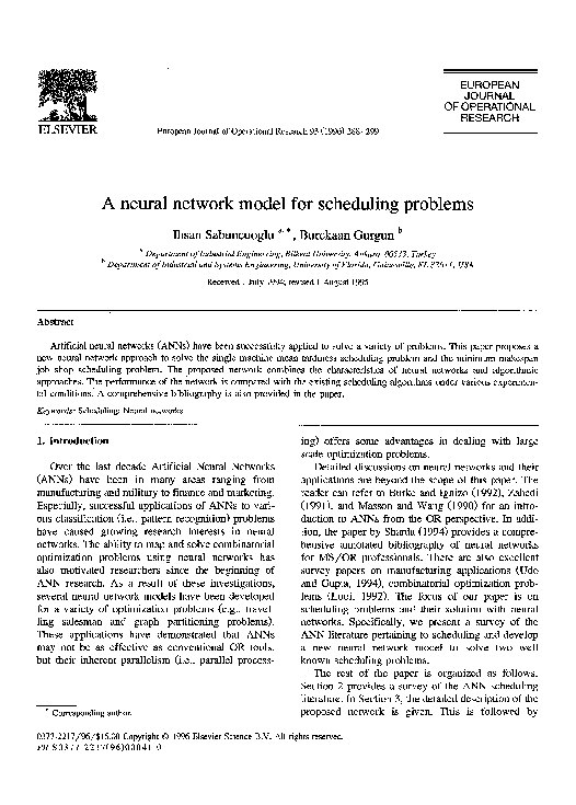 (PDF) A neural network model for scheduling problems