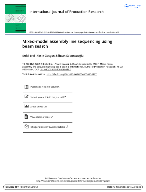 (PDF) Mixed-model assembly line sequencing using beam search