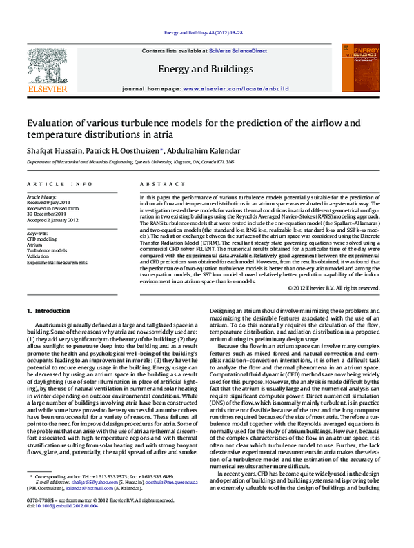(PDF) Evaluation of various turbulence models for the prediction of the ...